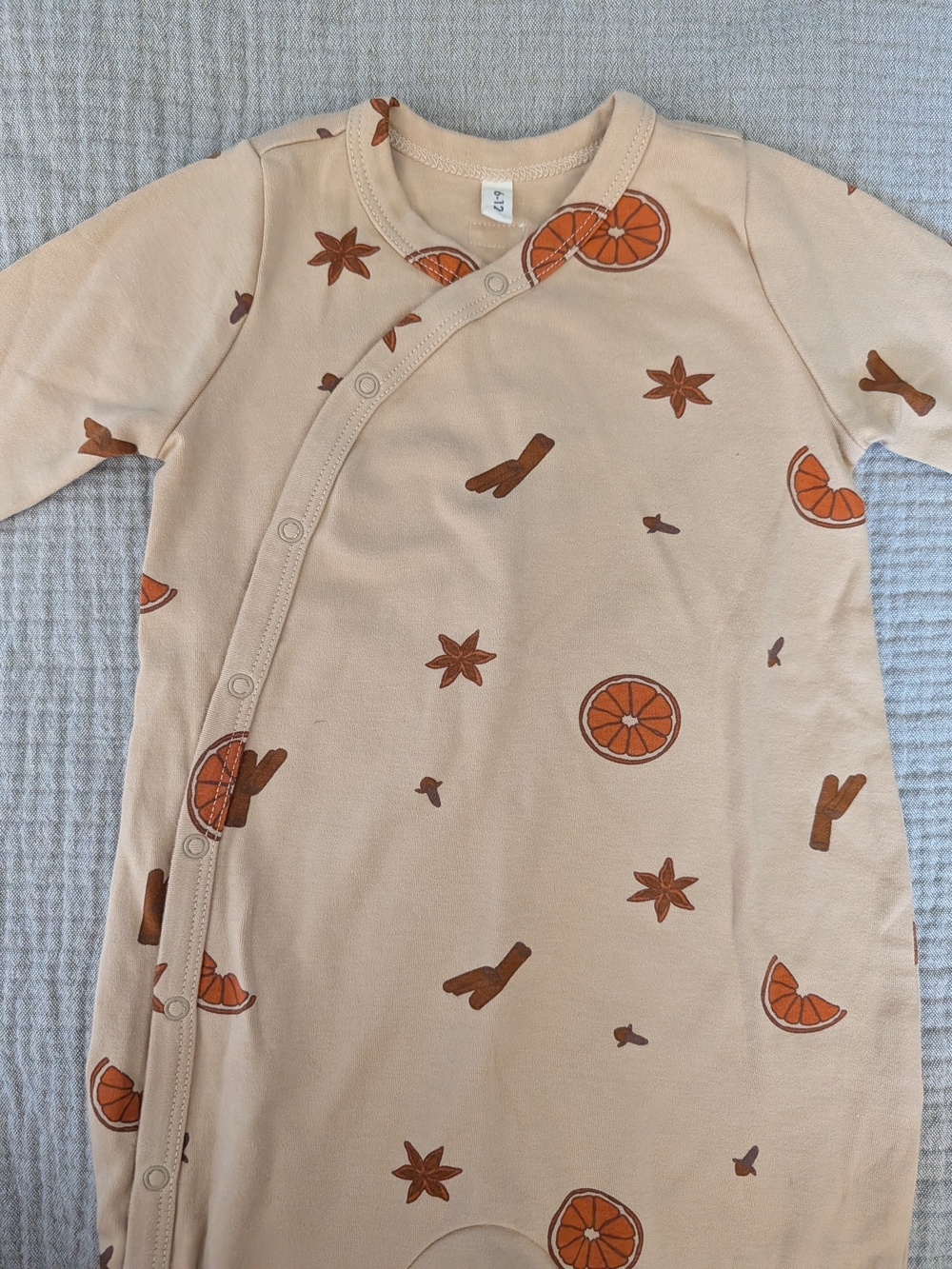 Organic Zoo Footed Kimono Romper, Cinnamon, Size 6-12 Months